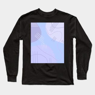 Light Blue and Purple Abstract Art Shapes and Lines Long Sleeve T-Shirt